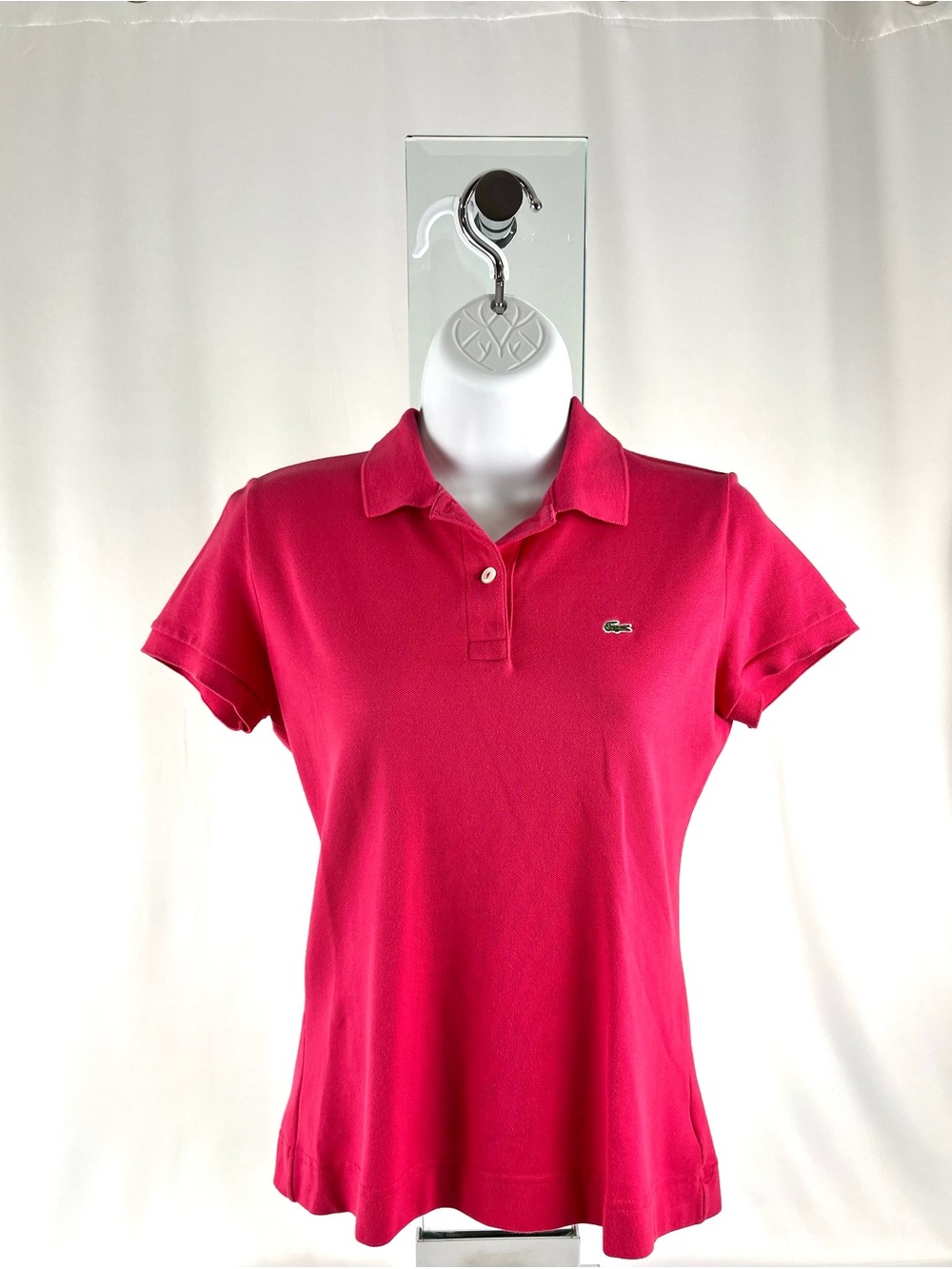 Lacoste Women’s Short-Sleeve Polo Shirt Vibrant Hot Pink Size 40 (US Size 6-8)